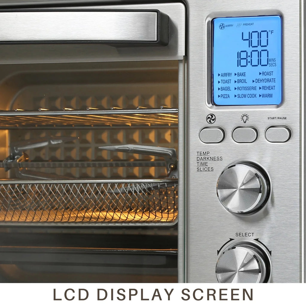 LNC 12-In-1 Large 34QT Countertop Toaster Oven Convection Rotisserie Air Fryer - 19.5" L x 15" W x 12.5" H Silver