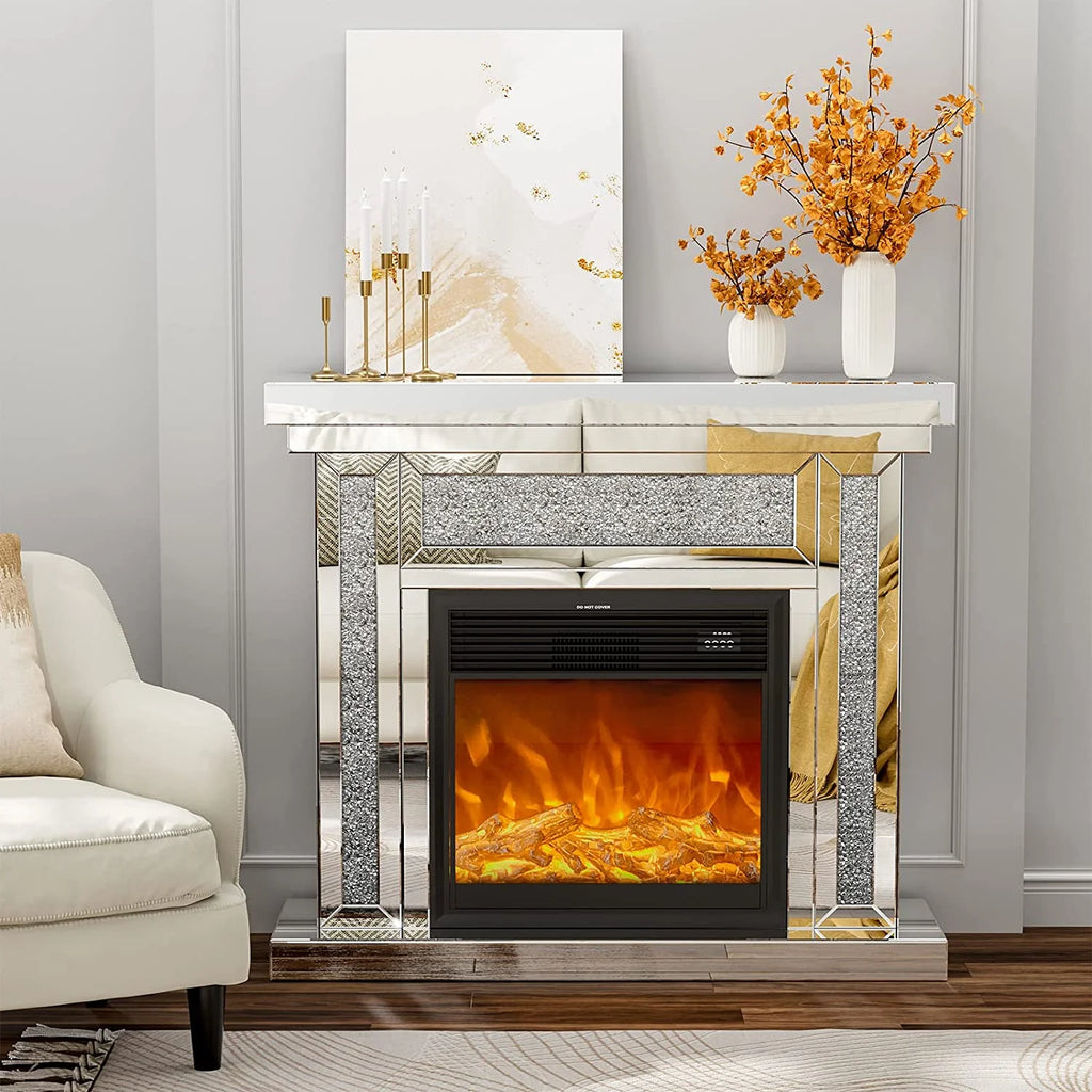 IKIFLY 47.24L x 41.33 H Mirrored Electric Fireplace