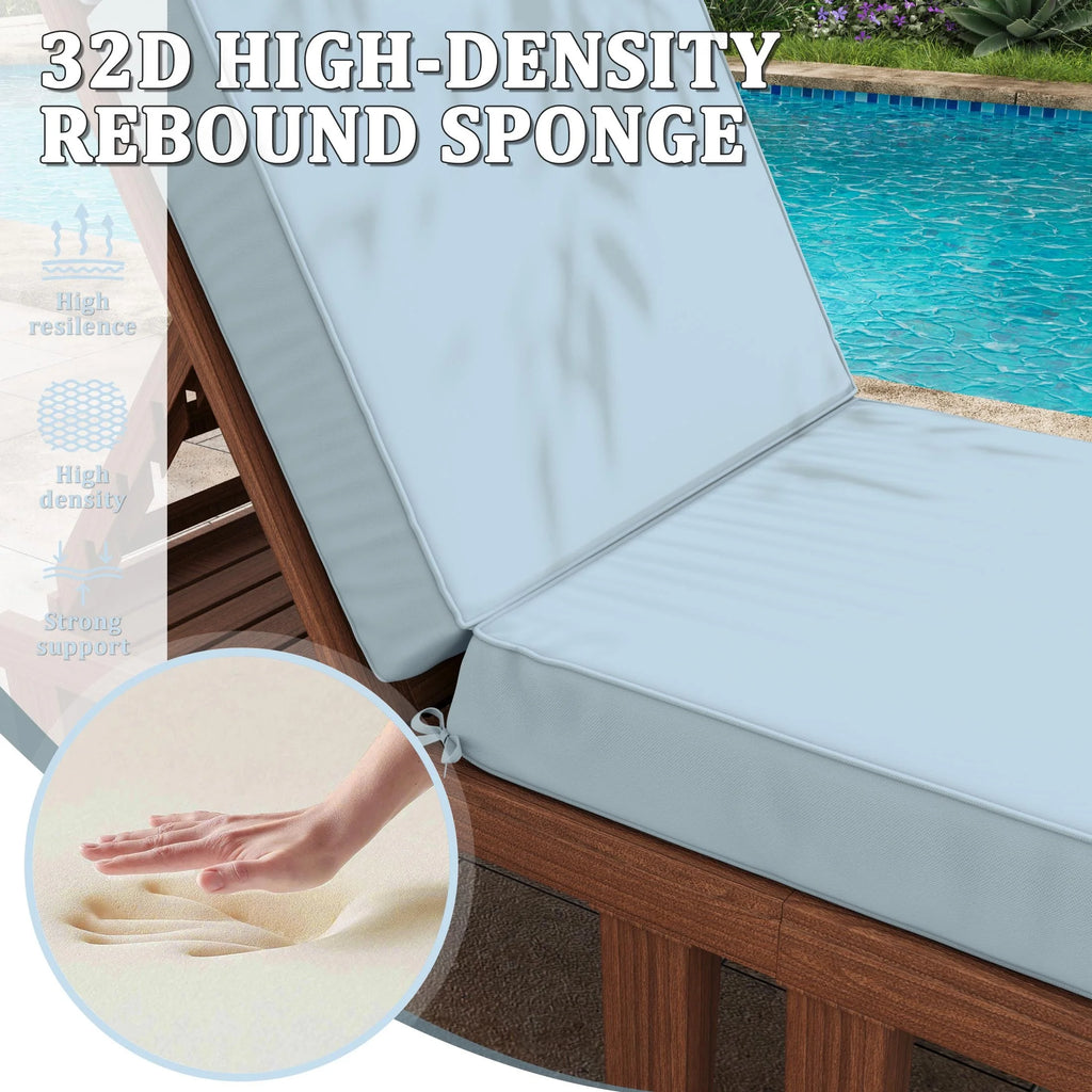 Kimunuk Outdoor Chaise Lounge Cushions set of 2, 80" x 26" x 4" Waterproof Pool Beach Recliner Replacement Cushions with Ties, Navy