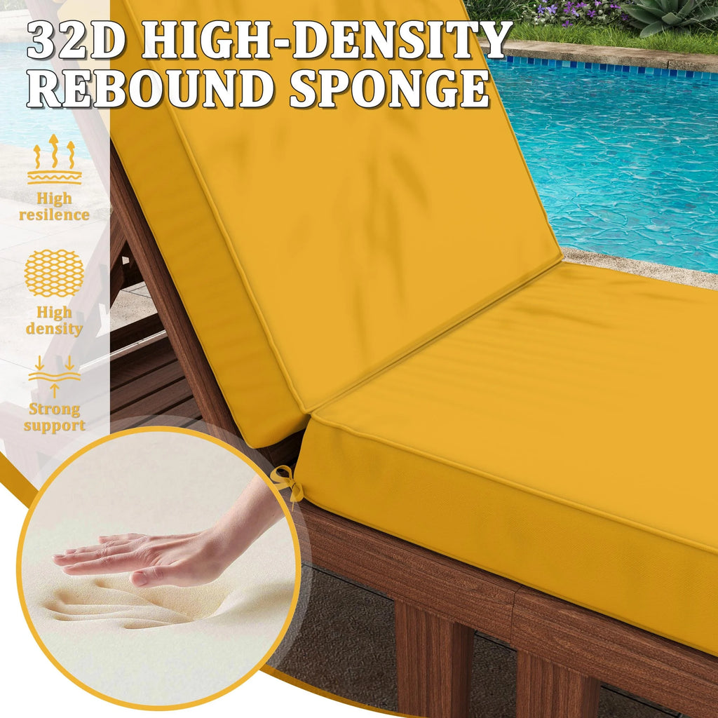 Kimunuk Outdoor Chaise Lounge Cushions set of 2, 80" x 26" x 4" Waterproof Pool Beach Recliner Replacement Cushions with Ties, Navy