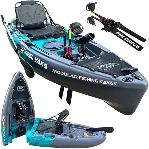 Reel Yaks Raptor Modular Fishing Kayak – 9.5ft Lightweight Sit On Top Kayak for Adults & Youth – Stable & Portable, Ideal Space-Saving Design for Travels – 380lbs Capacity