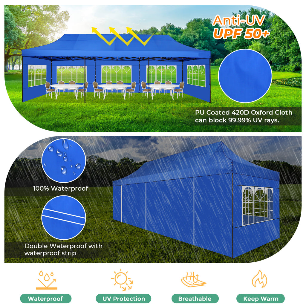 HOTEEL 10ft x 30ft Khaki Pop Up Outdoor Canopy, Waterproof