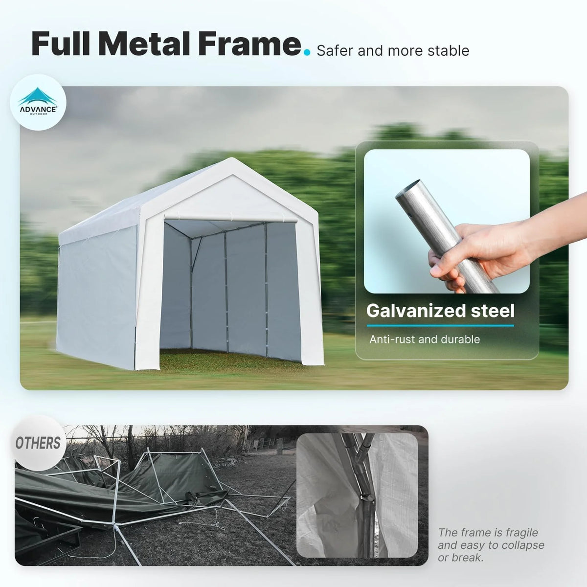 Advance Outdoor 10 x 20 x 95-11 White Heavy Duty Carport