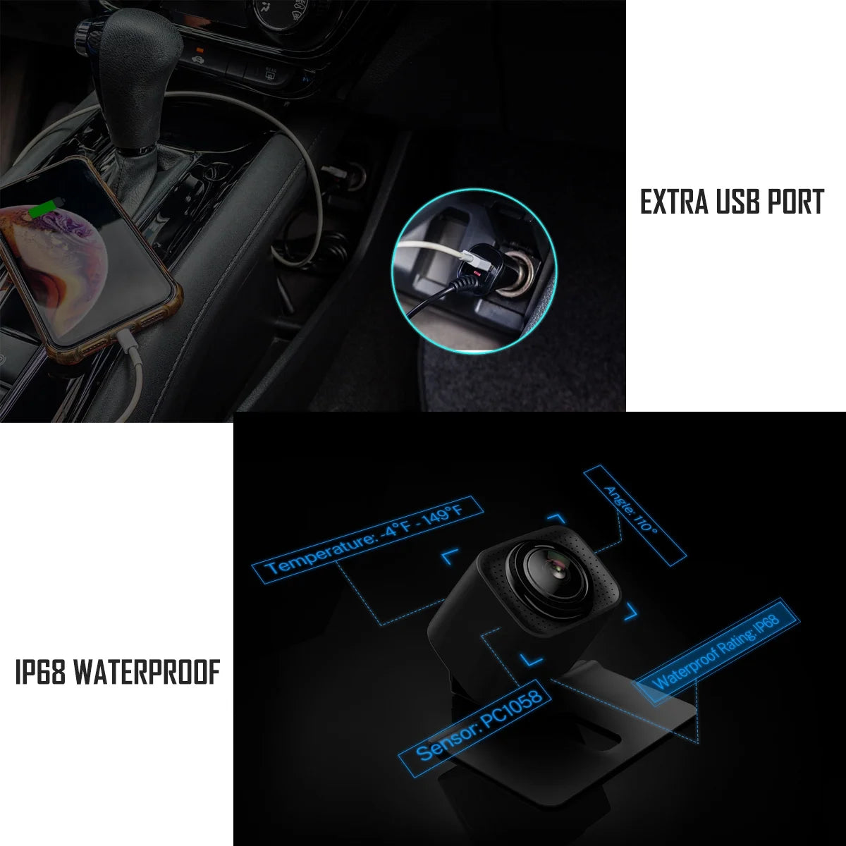 Caméra de recul numérique sans fil Auto-Vox pour remorque, noir, 4,50 x 0,50 x 3,40 po