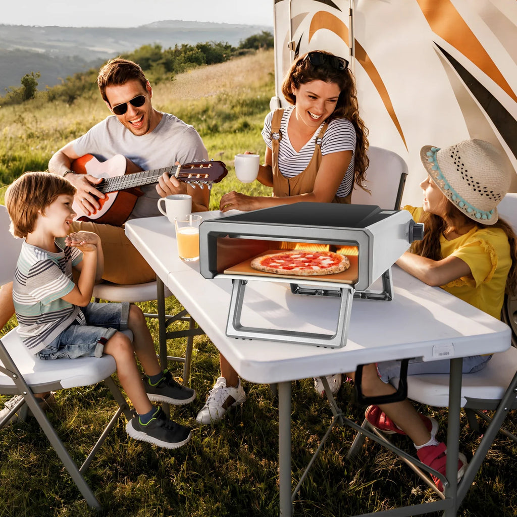 Four à pizza extérieur au propane Wildbreak, 57,9 x 41,9 x 18 cm, avec kit d'accessoires, argent et noir