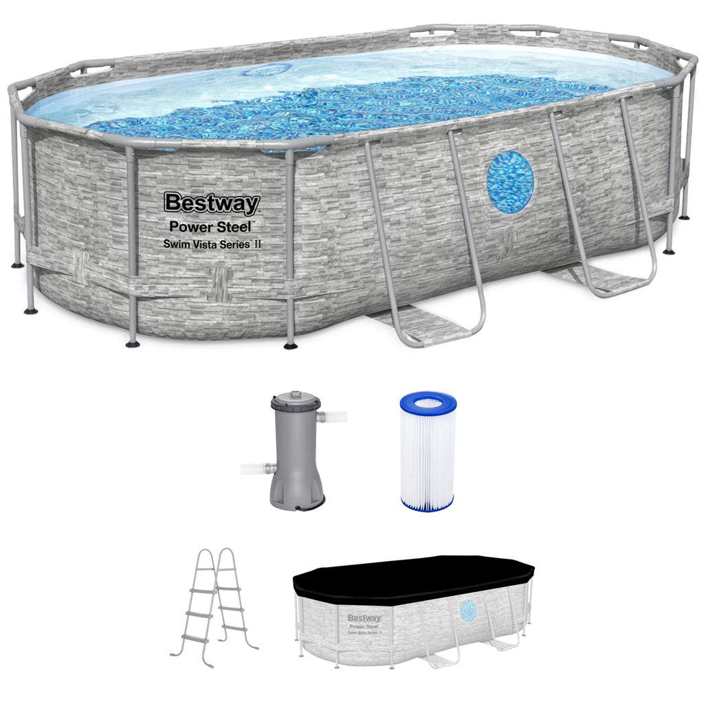 Bestway Power Steel Swim Vista 14' x 8'2" x 39.5" Above Ground Pool Set