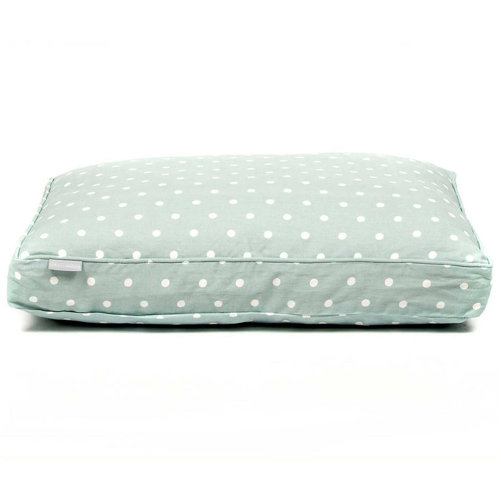 Dog Cushion in Duck Egg Spot