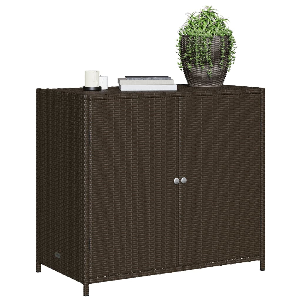 VidaXL Contemporary Poly Rattan Storage Cabinet, 32.7" x 17.7" x 29.9", Gray