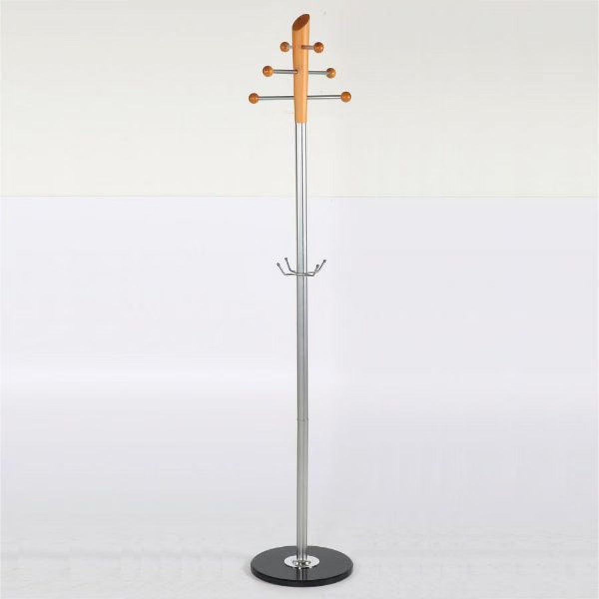 72" x 14" Metal Tube & Marble Base Coat Hanger, Silver