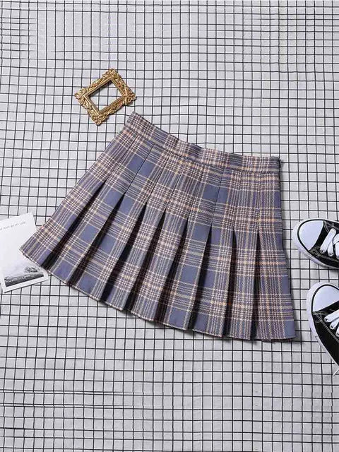 Preppy Style High Waist Solid Pleated Mini Skirt Women Summer Spring Korean Fashion Cute White A-line Skirt Y2k Skort Clothes
