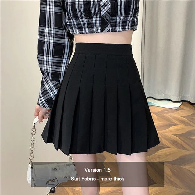 Preppy Style High Waist Solid Pleated Mini Skirt Women Summer Spring Korean Fashion Cute White A-line Skirt Y2k Skort Clothes