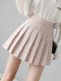 Preppy Style High Waist Solid Pleated Mini Skirt Women Summer Spring Korean Fashion Cute White A-line Skirt Y2k Skort Clothes