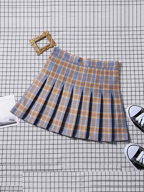 Preppy Style High Waist Solid Pleated Mini Skirt Women Summer Spring Korean Fashion Cute White A-line Skirt Y2k Skort Clothes