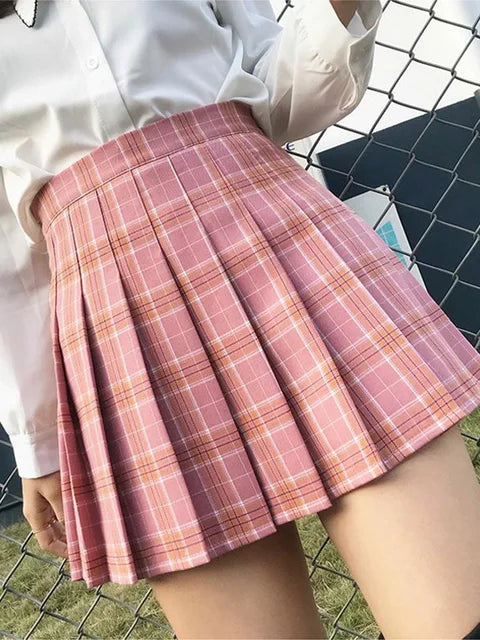 Preppy Style High Waist Solid Pleated Mini Skirt Women Summer Spring Korean Fashion Cute White A-line Skirt Y2k Skort Clothes