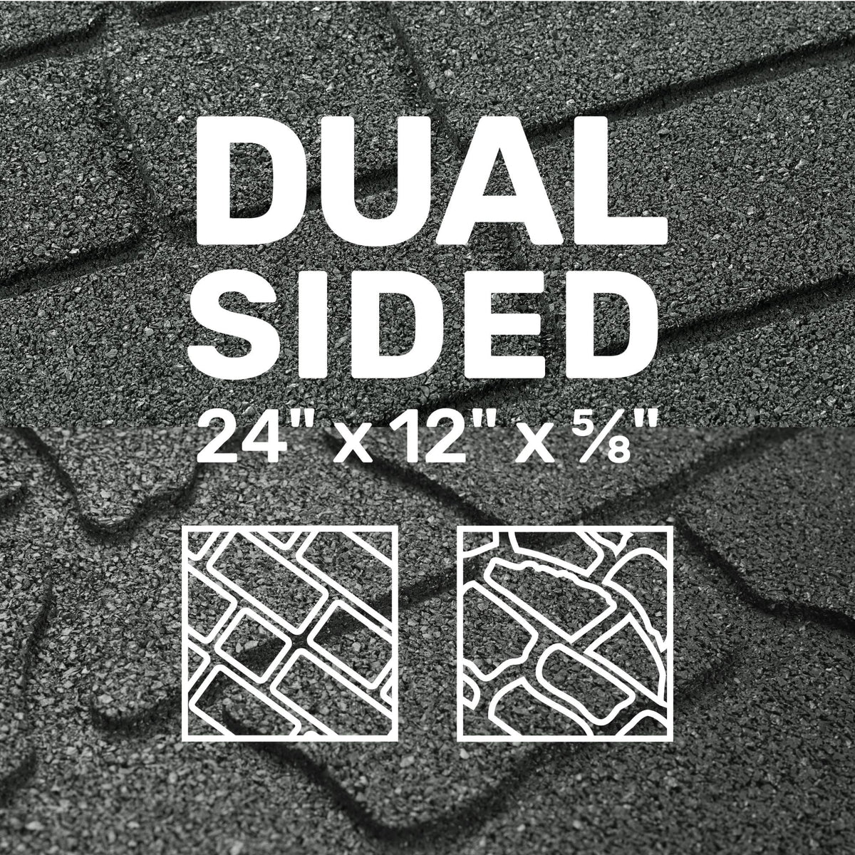 GroundSmart 24" x 12" x 5/8" Black Interlocking Dual-Sided Rubber Paver, 9 Pack