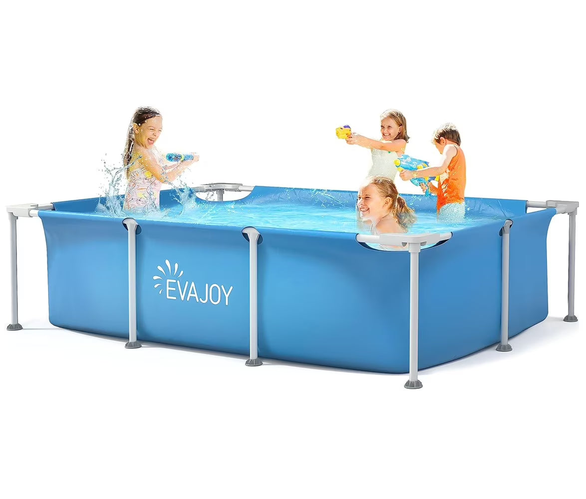 Evajoy 85in x 23in x 59in Metal Frame Rectangular Swimming Pool Set