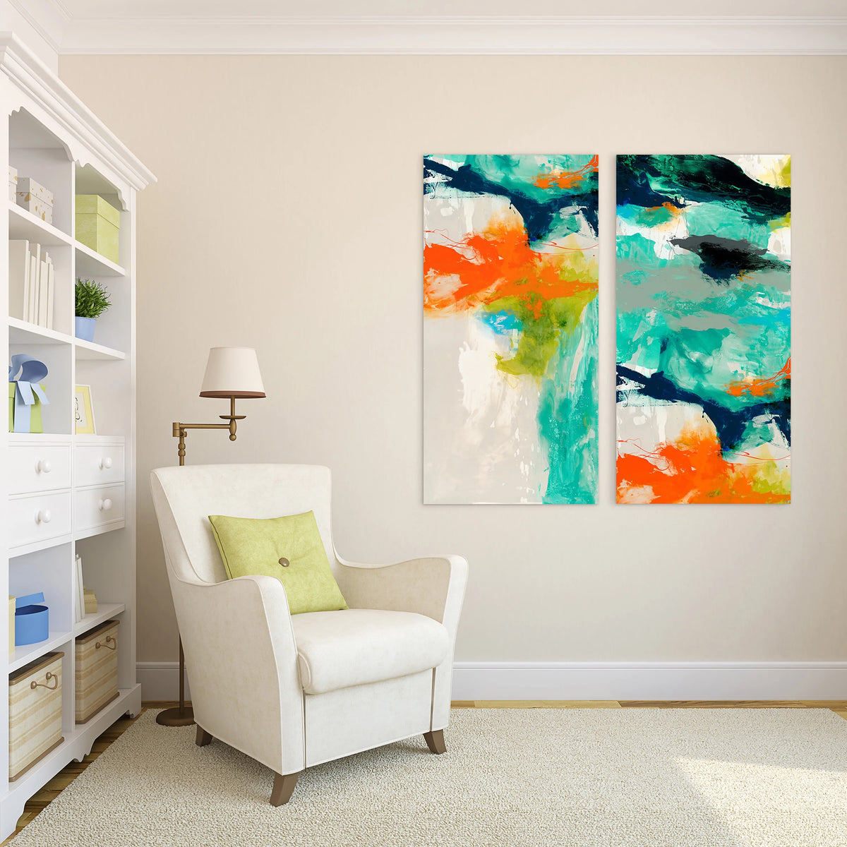 Empire Art Direct Tidal Abstract 2 Frameless Free Floating Tempered Glass Panel Graphic Wall Art, 24" x 48" x 0.2", Ready to Hang