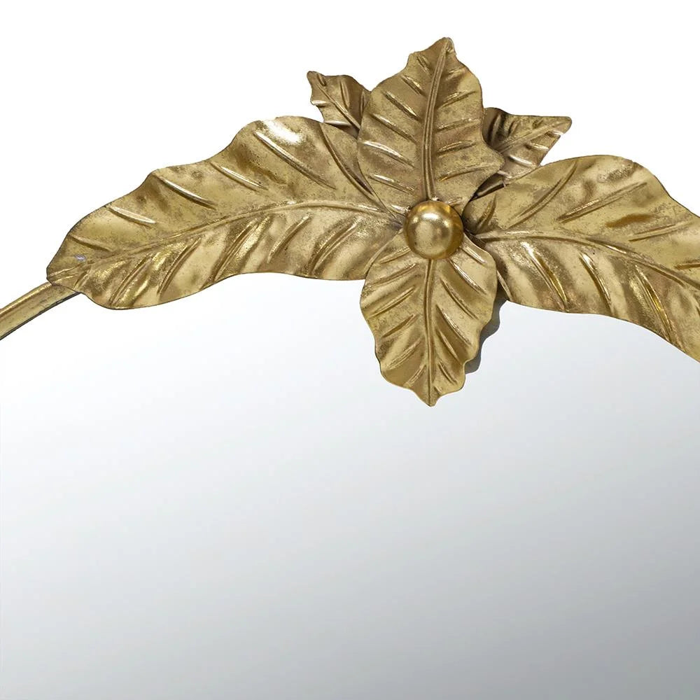 A&B Home Arched Gold Wall Mirror with Leaf Accent 39.6" x 2" x 35"