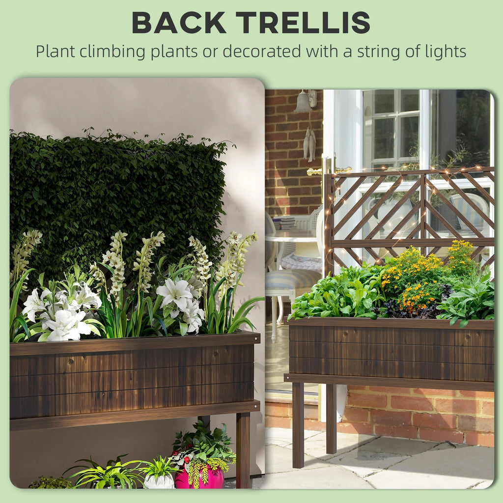 Jardinière surélevée GHooa avec treillis pour plantes grimpantes 104,8 cm L x 45,1 cm P x 139,7 cm H - Gris