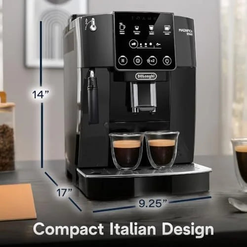 De'Longhi Magnifica Start Automatic Espresso Machine with Manual Milk Frother & Built in Grinder – 3 One-Touch Recipes, Easy-to-Clean, Home Barista Coffee Maker for Lattes, Cappuccino, Iced Coffees