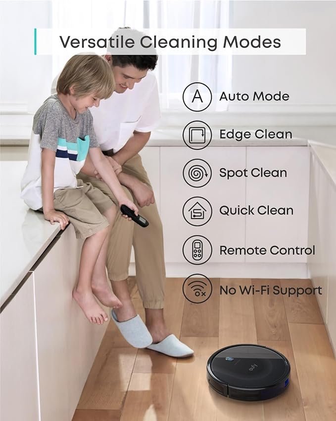 eufy Robot Vacuum 11S MAX, Super Thin, Powerful Suction, Quiet, Self-Charging Robotic Vacuum Cleaner, Cleans Hard Floors to Medium-Pile Carpets, Black