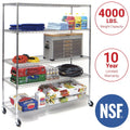 Seville Classics 60"W x 24"L x 72"H 5-Shelf Steel Wire Freestanding Shelves, Silver