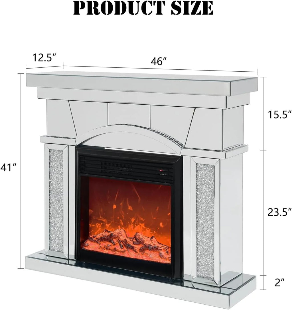 IKIFLY 47.24L x 41.33 H Mirrored Electric Fireplace