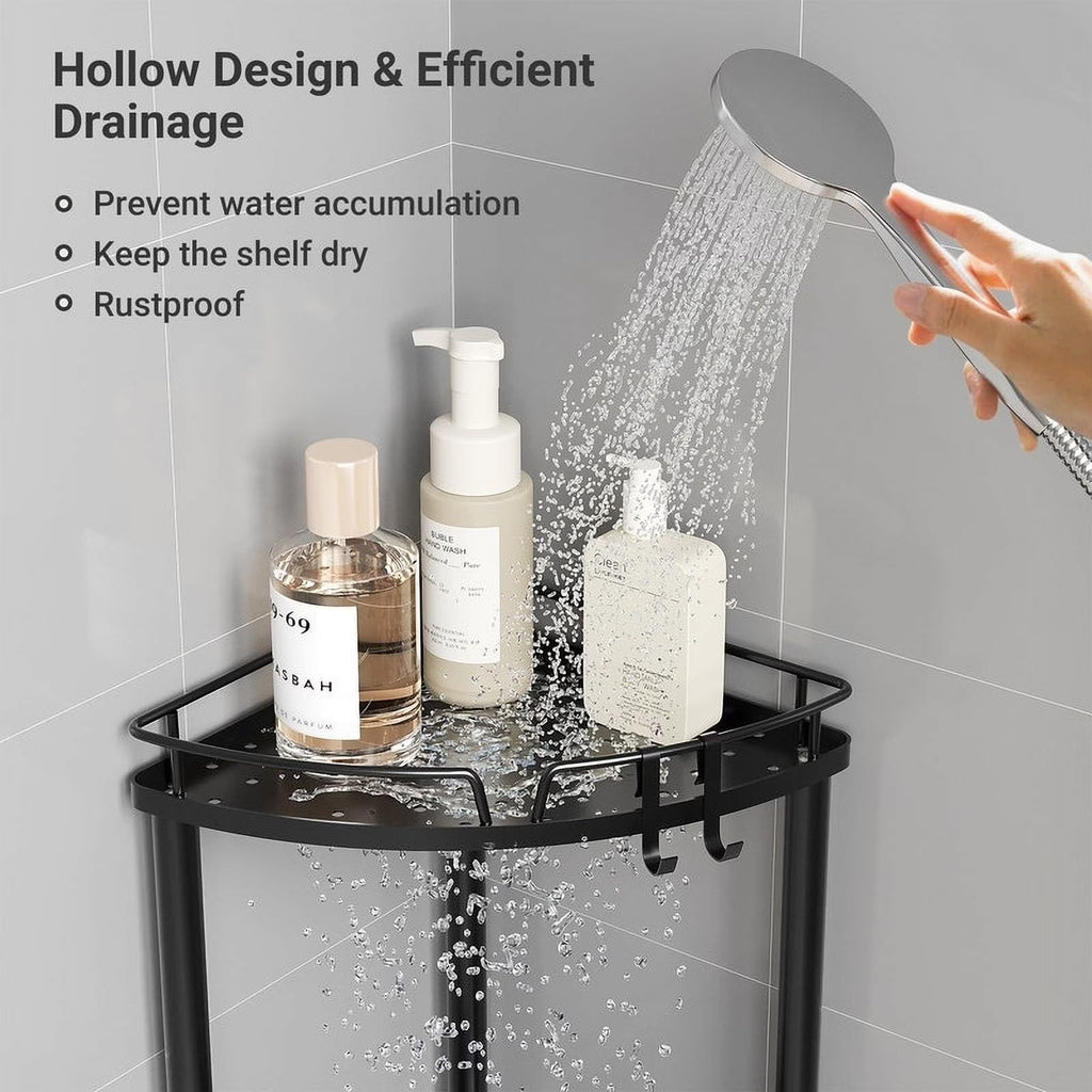 Étagère de douche d'angle - 24,4 cm P x 24,4 cm L x 78,5 cm H Noir - 3 niveaux