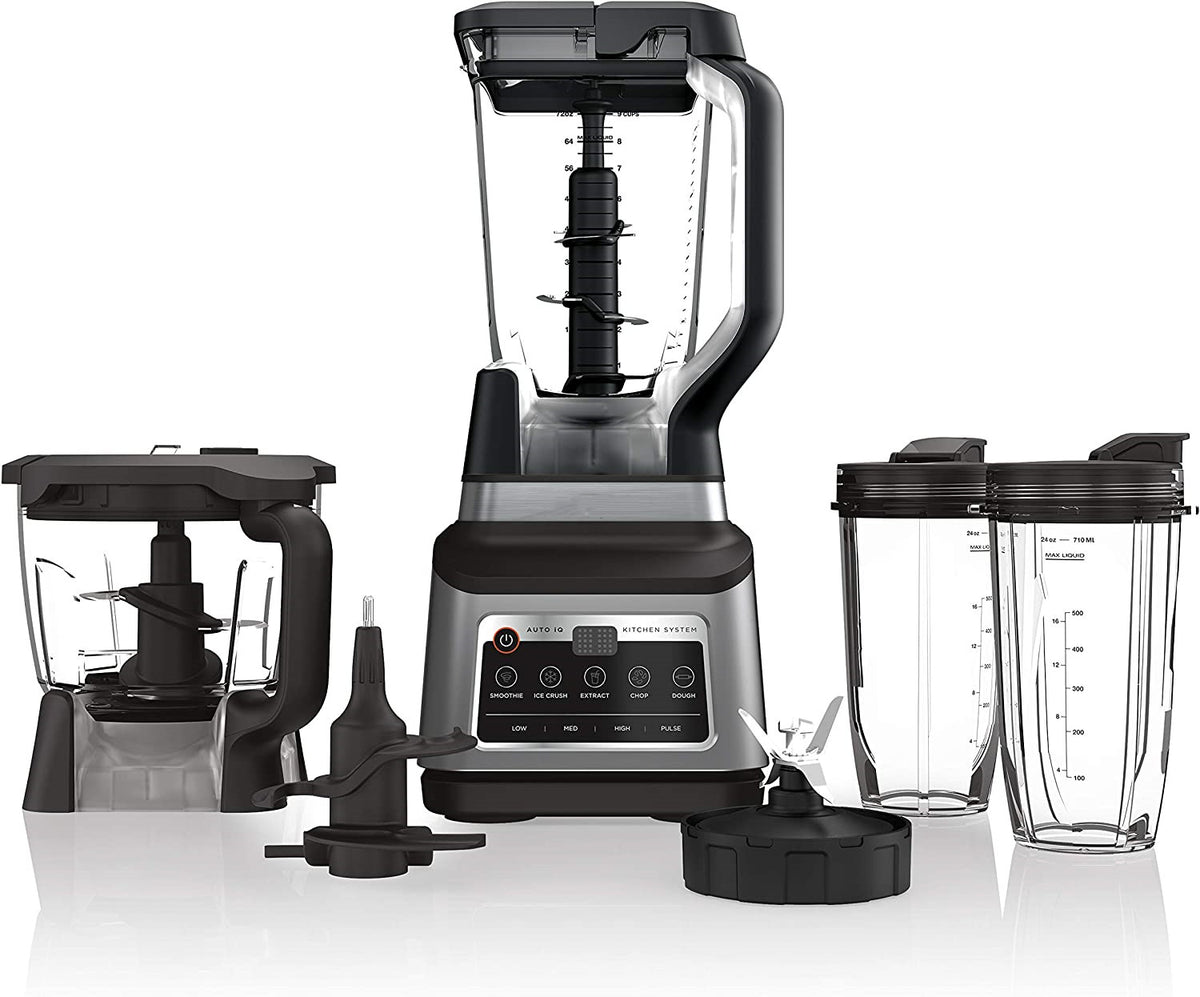 Mega Kitchen System 72 oz. Pitcher 8-Cup Food Processor 16 oz. Single Serve Cup 1500-Watt Black