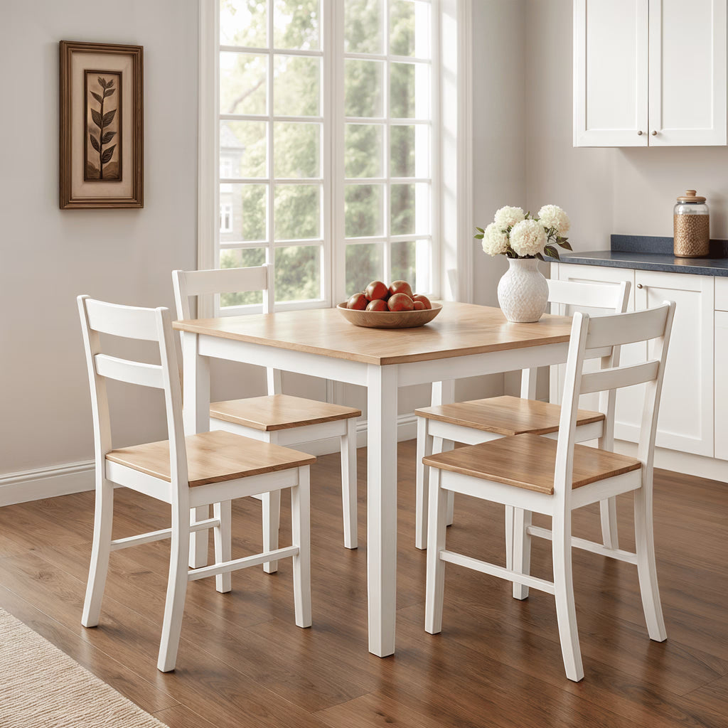 Ensemble de salle à manger 5 pièces Mainstays, 1 table et 4 chaises, blanc, MDF et bois d'hévéa, intérieur, table de 46 po L x 29 po l x 30 po H