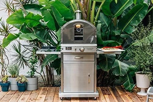 Summerset 'The Oven' Outdoor Freestanding Large Capacity Gas Ovens with Pizza Stones, Smoker Box and Mobile Cart, 304 Stainless Steel Construction, Natural Gas