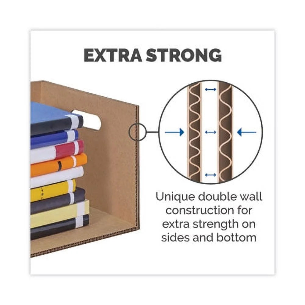 SmoothMove Classic Moving/Storage Boxes, Half Slotted Container (HSC), Medium, 15" x 18" x 14", Brown/Blue, 8/Carton - Bundle of 5 Cartons