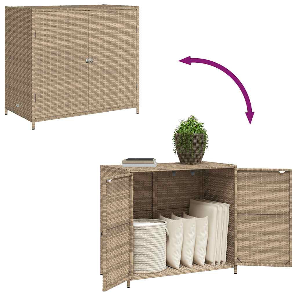 VidaXL Contemporary Poly Rattan Storage Cabinet, 32.7" x 17.7" x 29.9", Gray