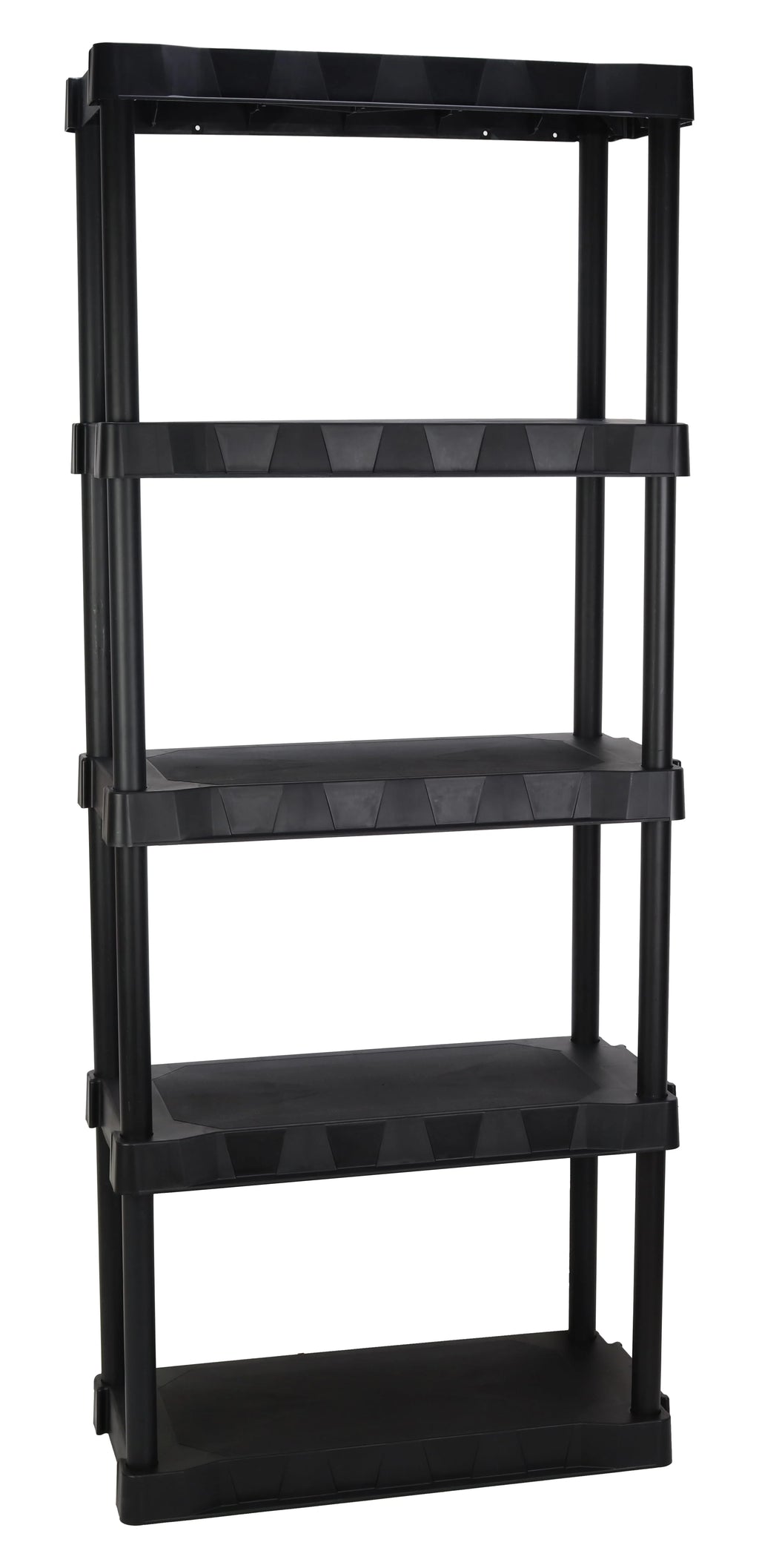 Hyper Tough Plastic 5-Tier Storage Shelf Unit 68.8"H x 30"W x 13.88"D, 350lb Total Capacity, Black