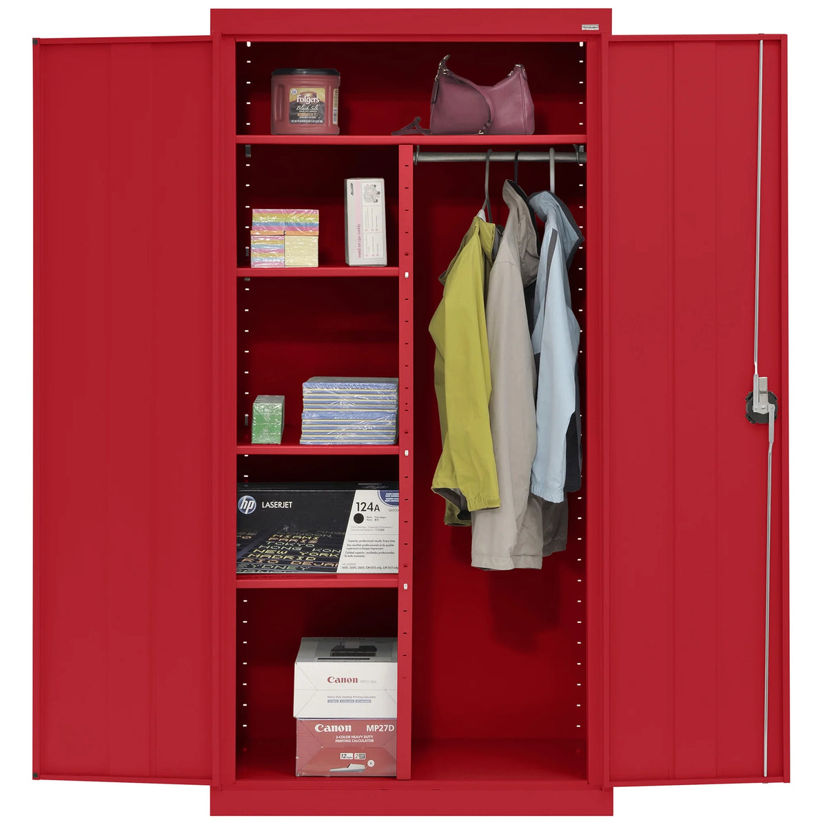 Elite Series Combination Cabinet with Adjustable Shelves, 36"W x 18"D x 72"H, Red