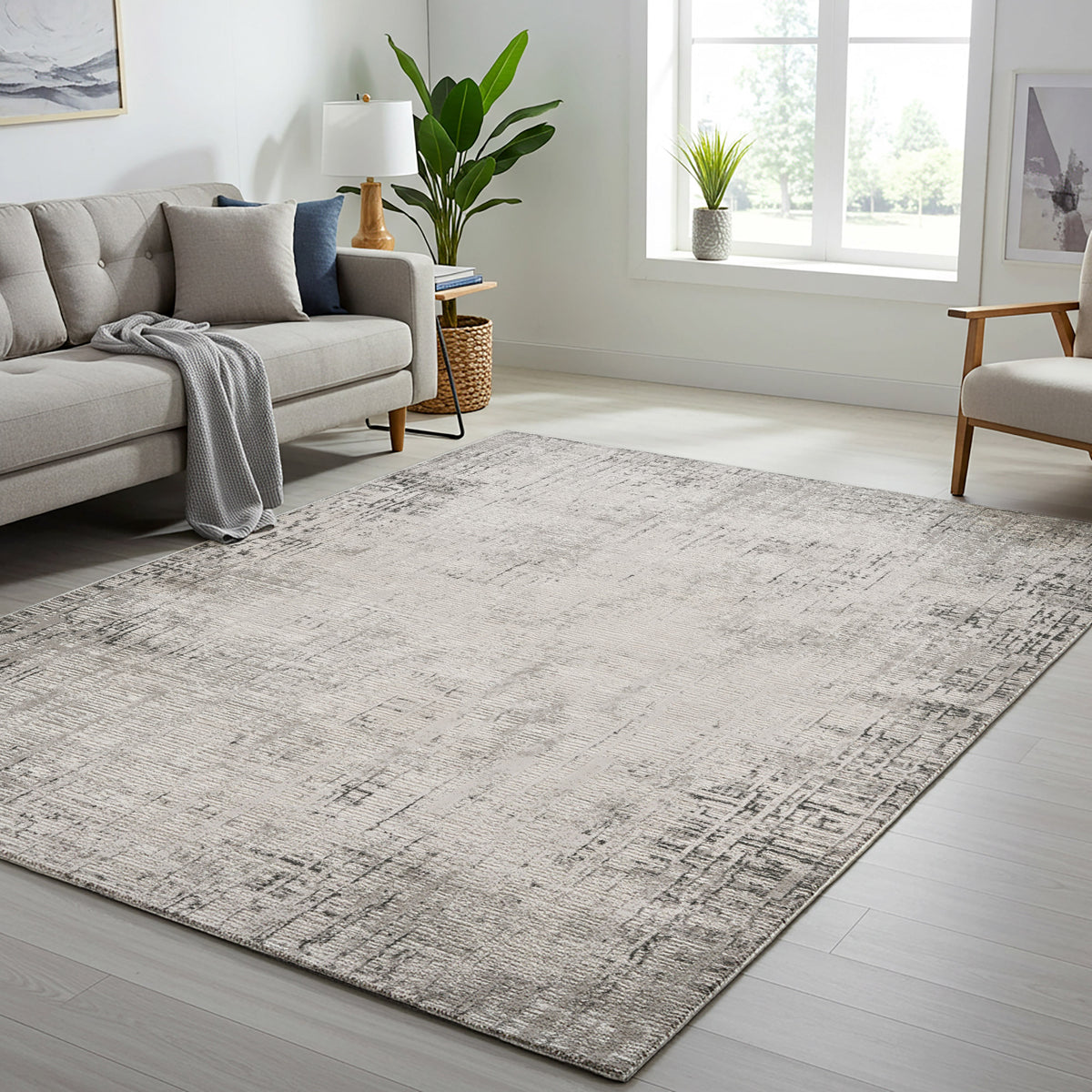 Divina Area Rug, Aloma Cream & Gray, 5'3" x 7'