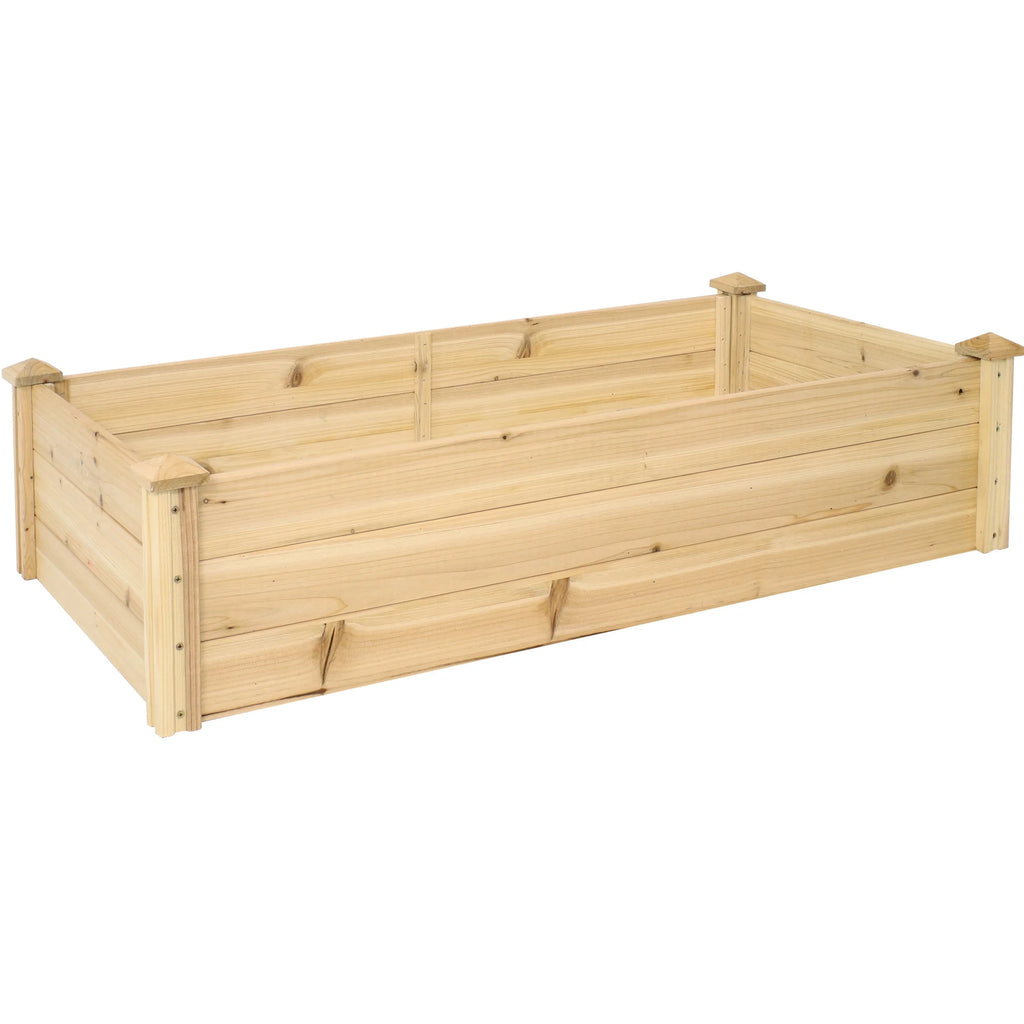Jardinière surélevée rectangulaire d'extérieur en bois naturel Sunnydaze 24" x 48,25" x 12,25"