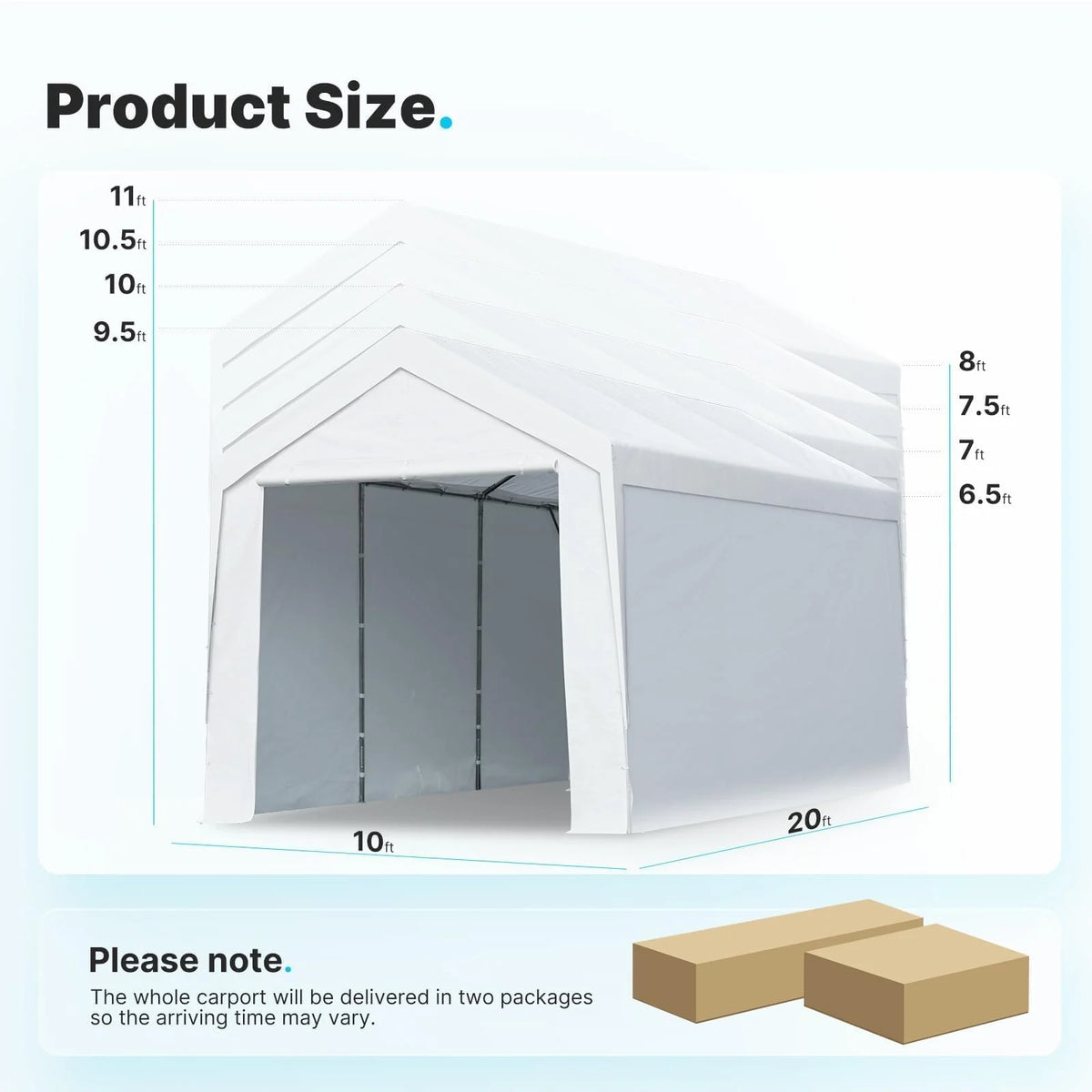Advance Outdoor 10 x 20 x 95-11 White Heavy Duty Carport