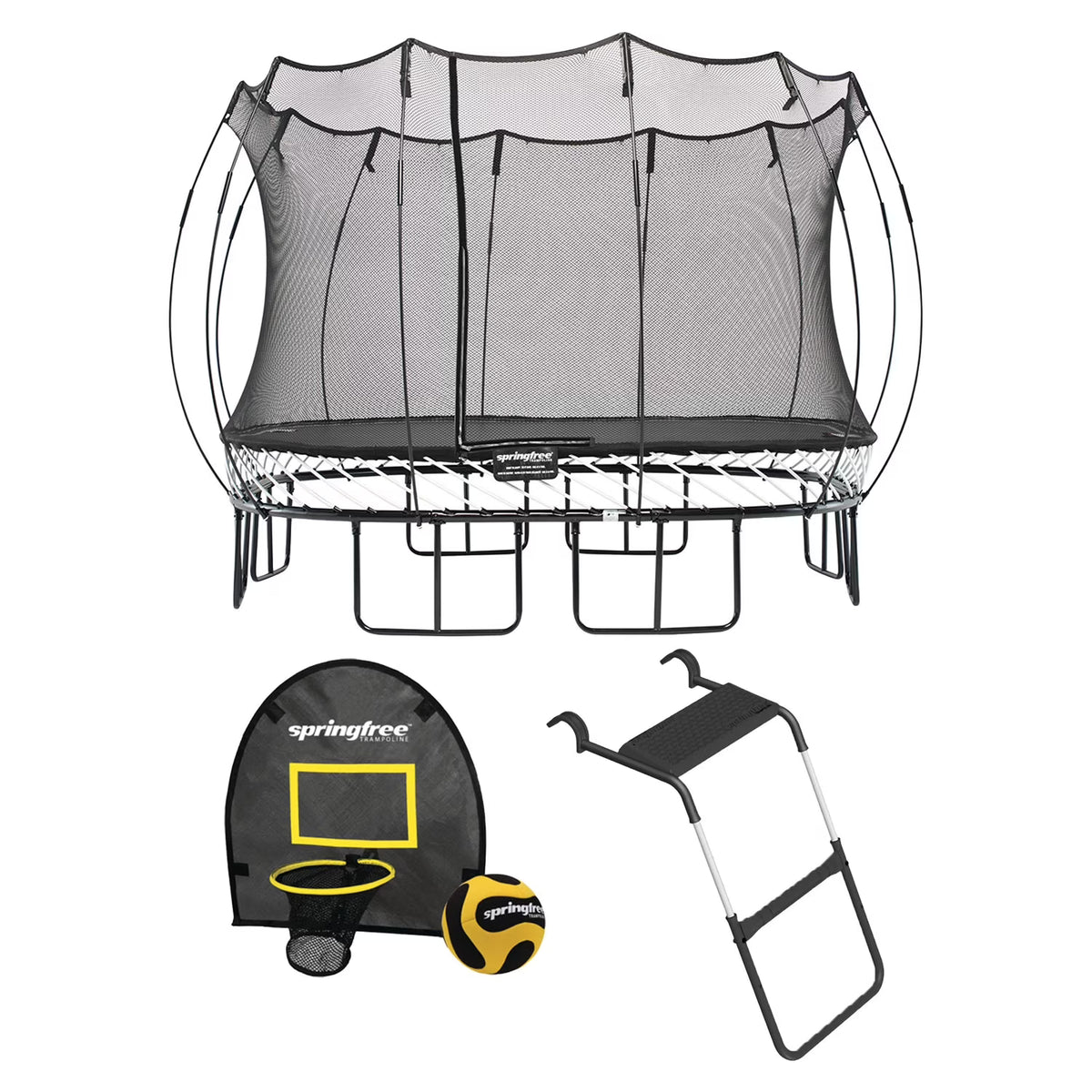 Springfree 13' x 13' Square Backyard Trampoline with Accessories, Black