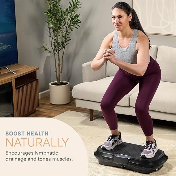 Lifepro Waver Vibration Plate Exercise Machine for Lymphatic Drainage, Muscle Activation, Full-Body Workout Vibrating Platform with Loop Bands, Fitness Equipment for Strength Toning & Fat Loss