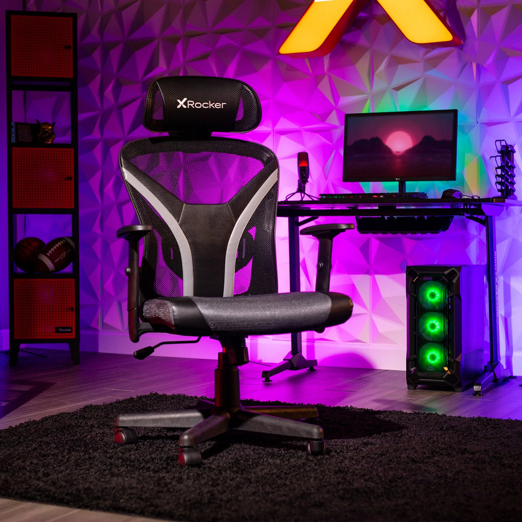 X Rocker Voyage Mesh Gaming Chair, Black, 24.8 x 25 x 41.92-45.66