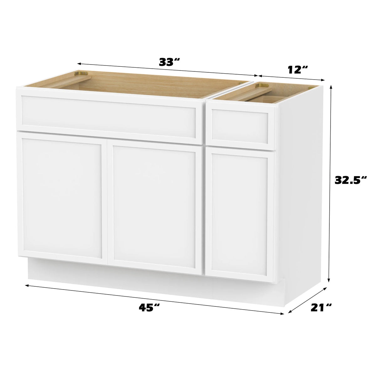 Meuble-lavabo de salle de bain 45 po l x 21 po P x 32,5 po H sans comptoir, brun