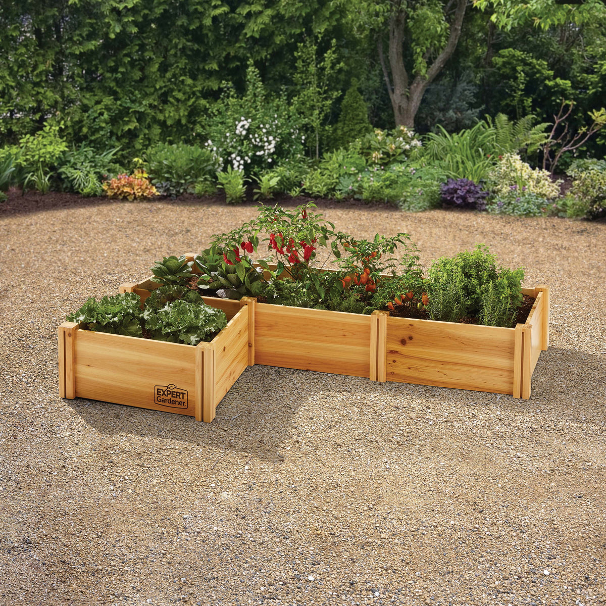 Jardinière d'extérieur en bois Expert Gardener, 2,25 m L x 0,6 m l x 27 cm H