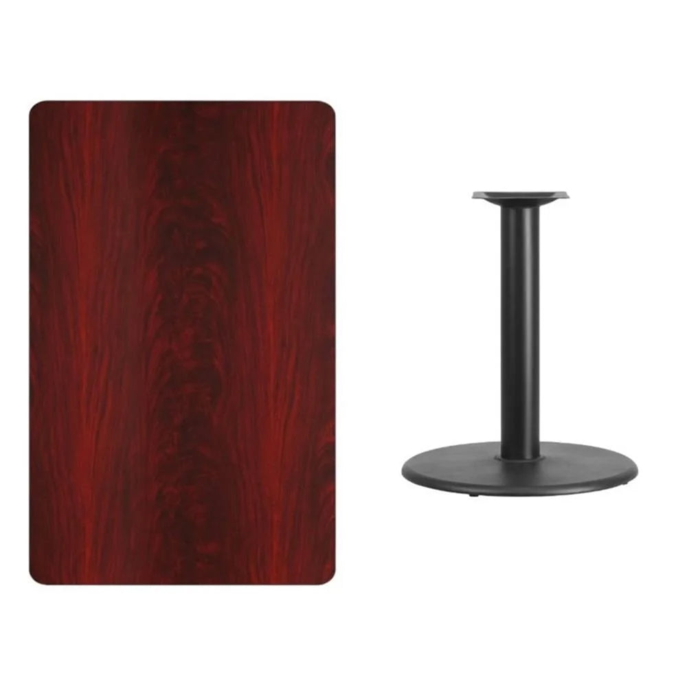 Pemberly Row 30" x 48" Restarant Dining Table in Black and Mahogany