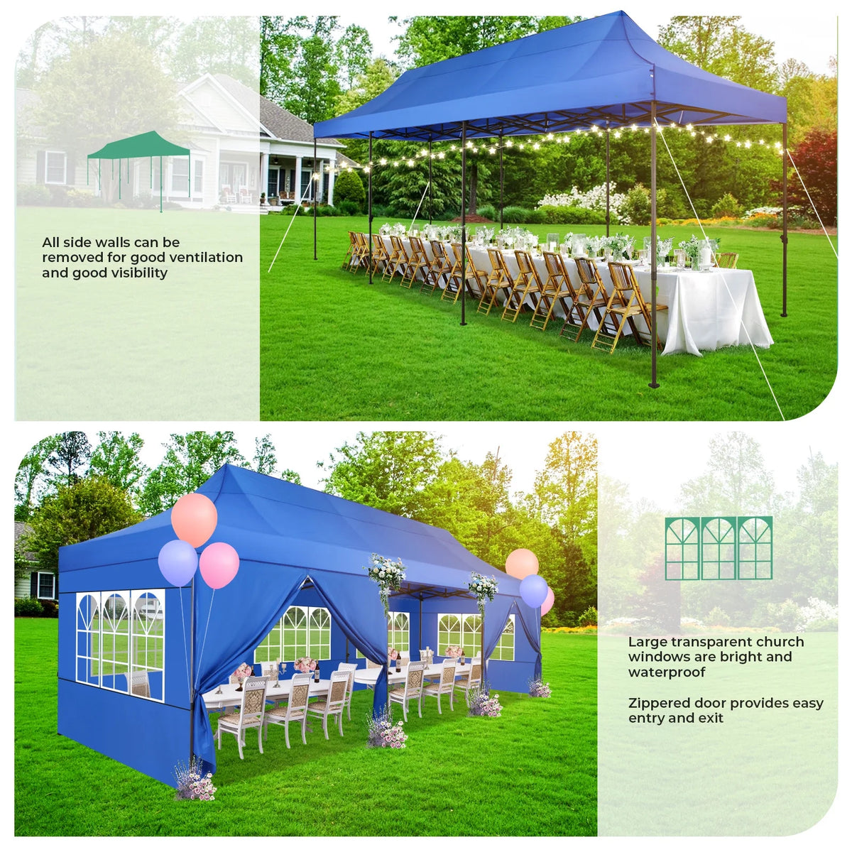 HOTEEL 10ft x 30ft Khaki Pop Up Outdoor Canopy, Waterproof