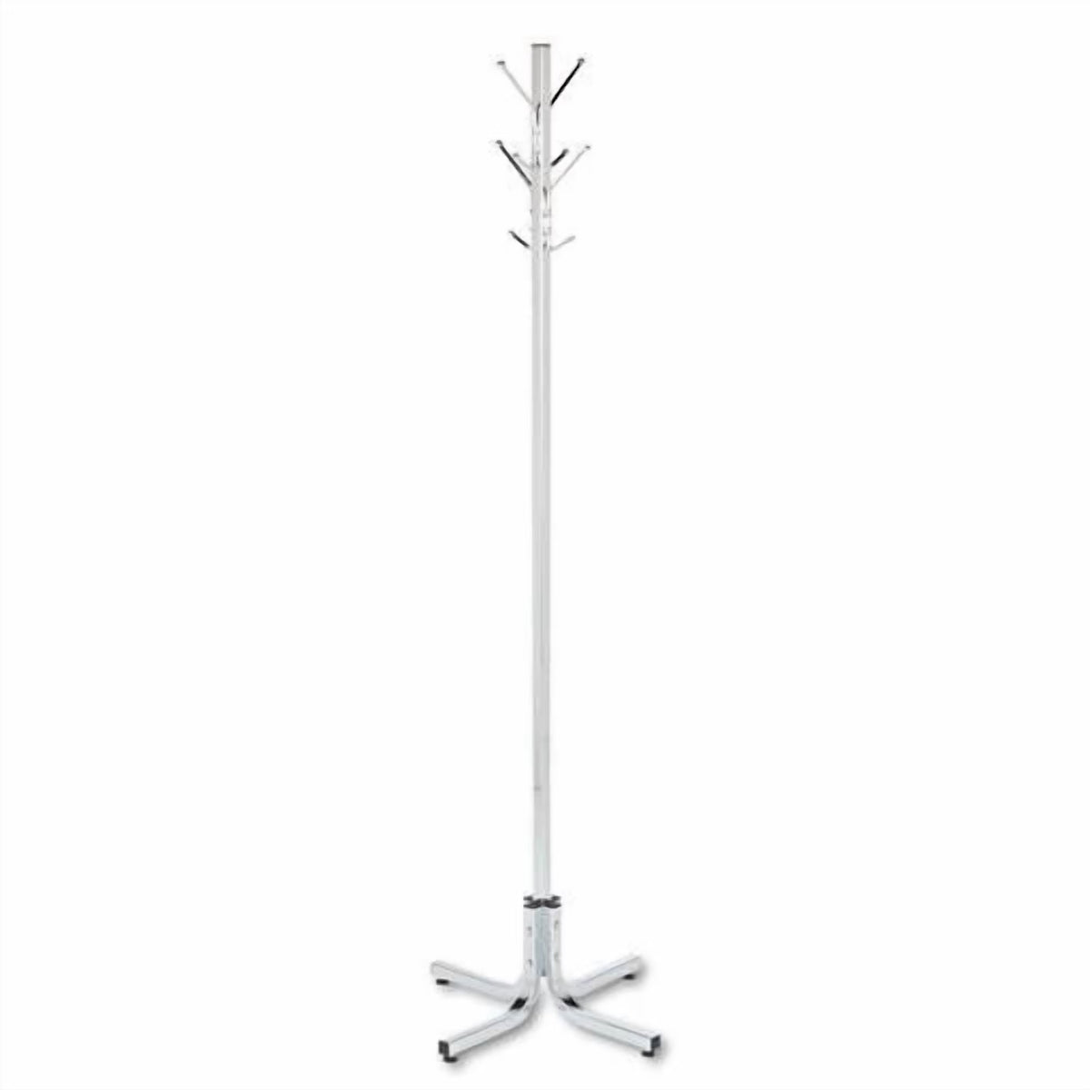 Safco's Metal Chrome Office Standing Coat Rack - 21"D x 21"W x 70"H