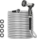 SPECILITE 200ft 304 Stainless Steel Garden Hose Metal, Heavy Duty Water Pipe with Nozzles for Yard, Outdoor – Flexible, Never Kink & Tangle, Puncture Resistant (Sliver)