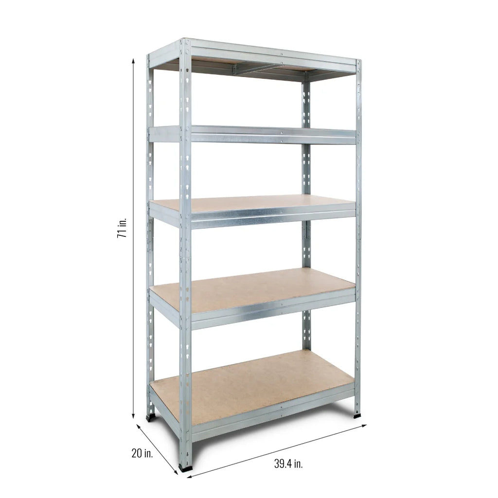 Ar Shelving 5- Tier Galvanized Steel Heavy Duty Garage Storage Shelving Unit with HDF Rack (39.2 in. W x 71 in. H x 20 in. D)