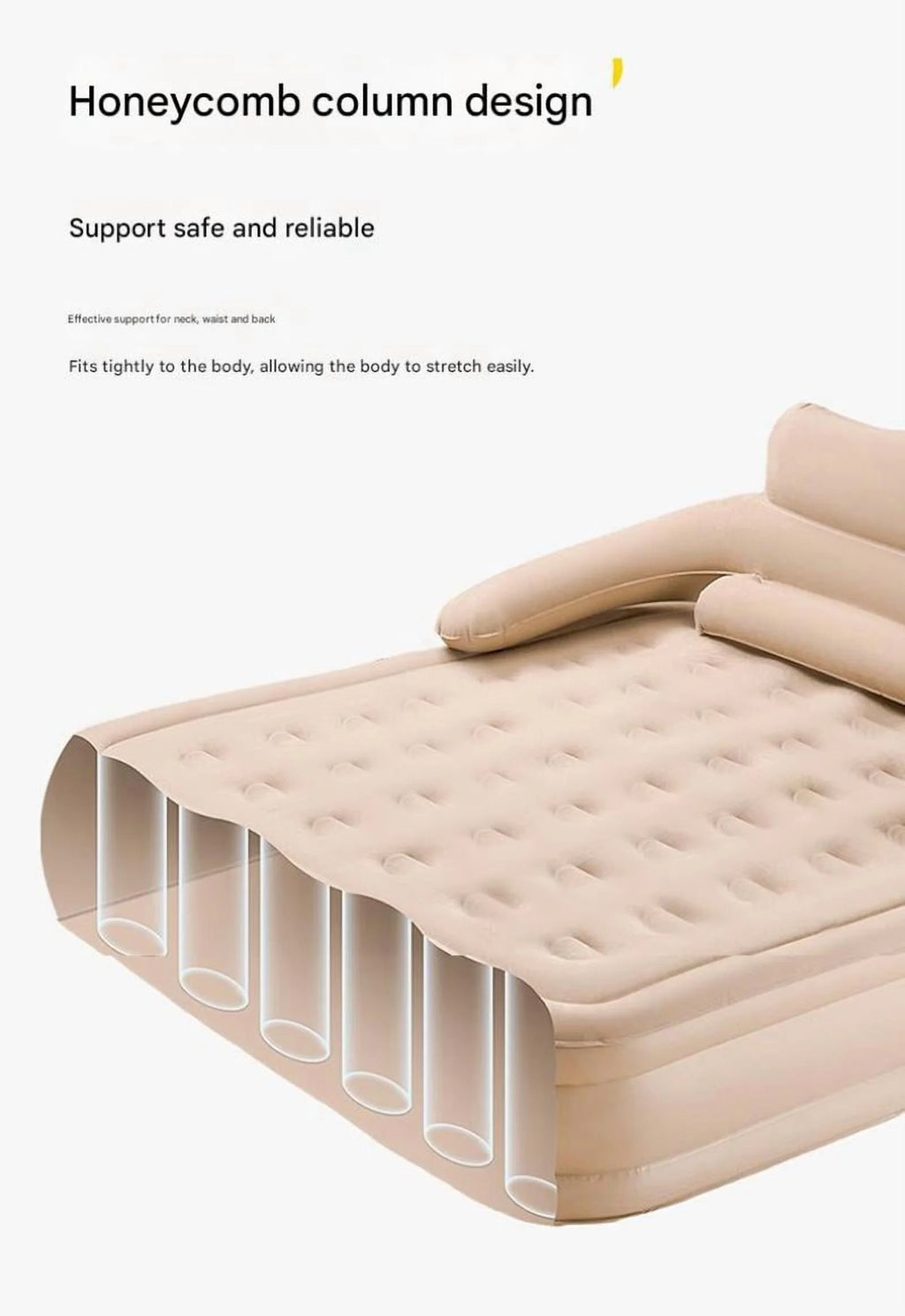 Buric double bed Large Size Air Mattress with Headboard - Dual Pump, Inflatable Camping Airbed Electric(Brown75.5" x 59.8" x 15.7")