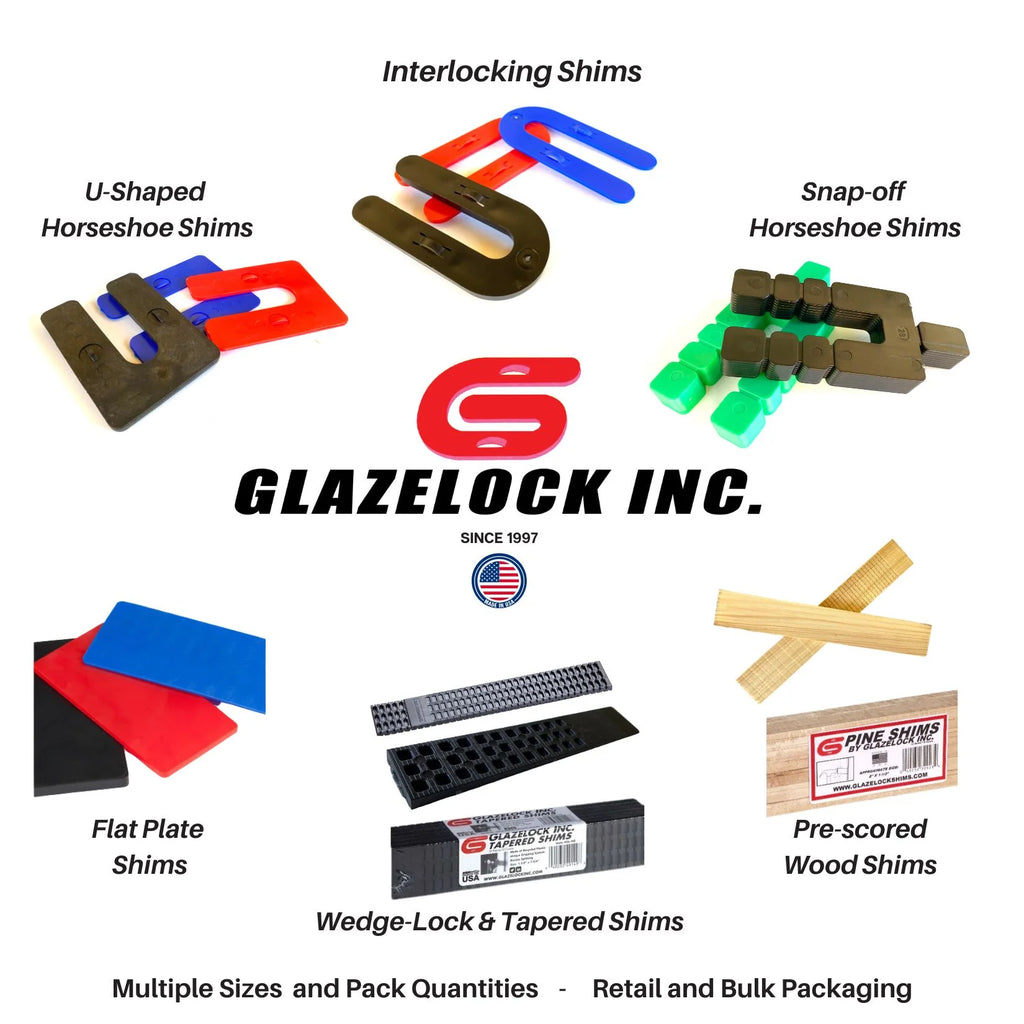 Glazelock WS02 8" x 1-1/4" x 3/8" Natural Pine Wood Shims 10 x 84pk Retail box